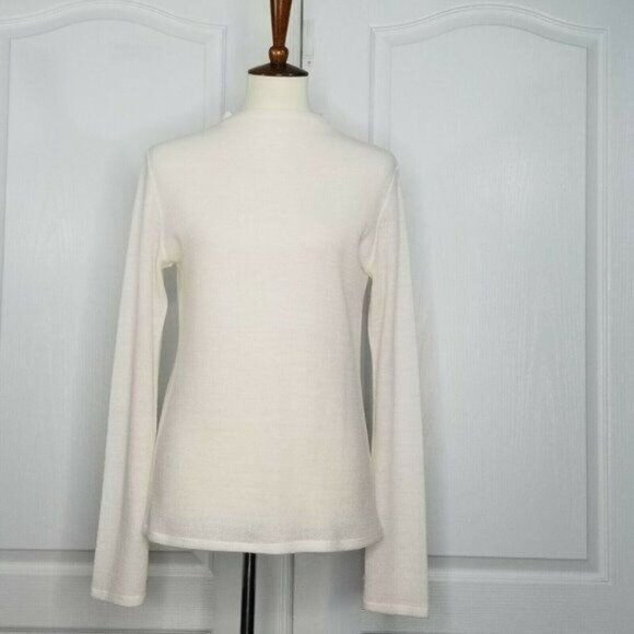 Vince Sweater Knit L Blush Pink Wool Blend Funnel Neck Lightweight Long Sleeve - Picture 5 of 11